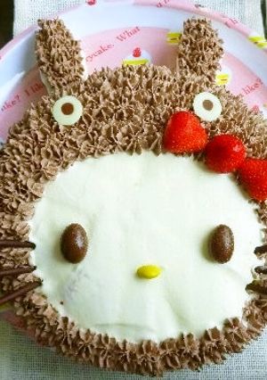*トトロをかぶったキティちゃんケーキ*-レシピのメイン写真