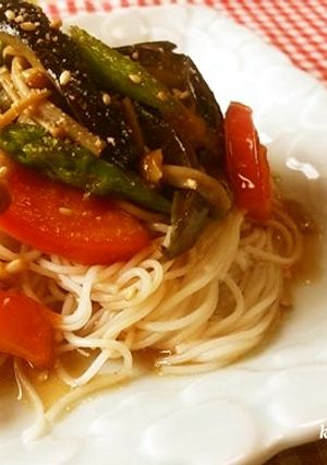 夏野菜のめんつゆ漬け～ぶっかけそうめん-レシピのメイン写真