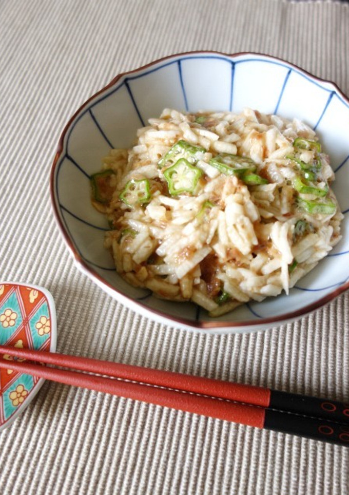 長芋とオクラのかつお梅和え-レシピのメイン写真