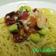シーフードの冷製パスタ