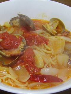 あさりとベーコンの辛口トマトスープパスタ-レシピのメイン写真