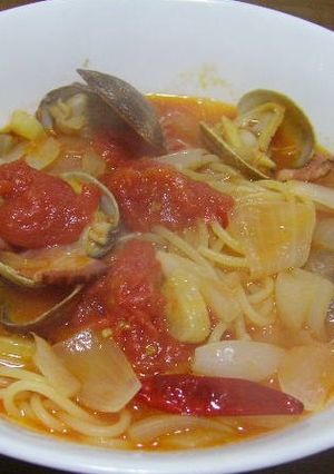 あさりとベーコンの辛口トマトスープパスタ-レシピのメイン写真