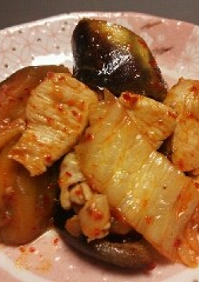 茄子とキムチと鶏のむね肉の炒め物-レシピのメイン写真