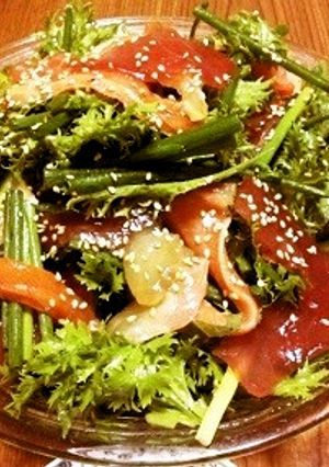 わさび菜とお刺身のおつまみサラダ-レシピのメイン写真