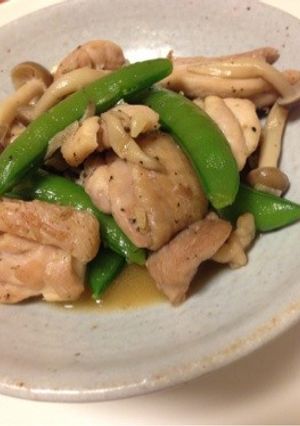 鶏肉とスナップえんどうのガリバタ炒め-レシピのメイン写真