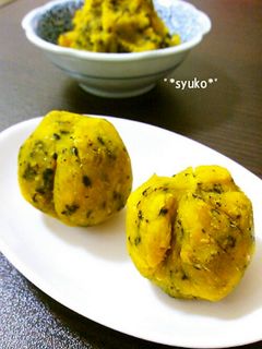 かぼちゃの黒ごま味噌和え☆茶巾にも-レシピのメイン写真