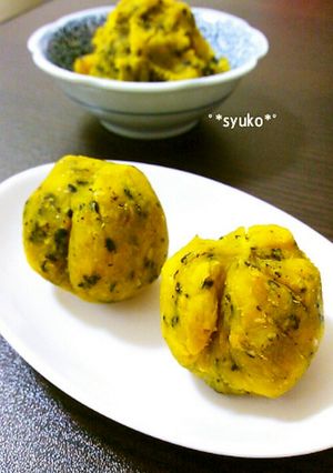 かぼちゃの黒ごま味噌和え☆茶巾にも-レシピのメイン写真