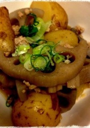 じゃがいも蓮根の鶏そぼろ煮-レシピのメイン写真