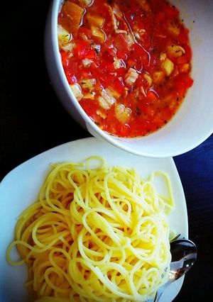 冷たい♪トマトつけ麺パスタ-レシピのメイン写真