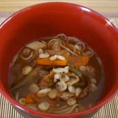 รูปของ なすと油揚げのずーず（味噌汁そうめん）