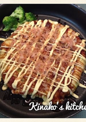 ふわっふわのお好み焼き風山芋鉄板*-レシピのメイン写真