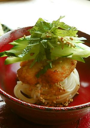 塩ヨーグルト&醤油！豚バラ揚げ添え冷素麺-レシピのメイン写真