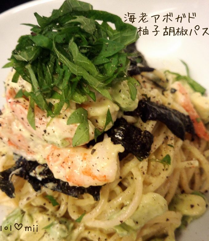 プリプリ海老とアボガドの柚子胡椒パスタ-レシピのメイン写真