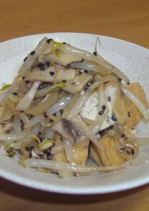 黒ごまで厚揚げ&もやしの炒め物-レシピのメイン写真