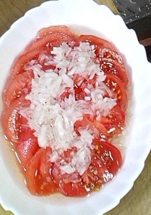 夏にサッパリ♬　トマトの玉ねぎ酢マリネ-レシピのメイン写真