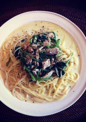 5分で完成！ツナとほうれん草の豆乳パスタ-レシピのメイン写真