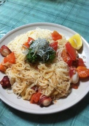 たことトマトのそうめんチャンプル-レシピのメイン写真