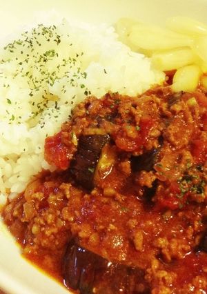 カフェ風☆茄子とトマトでキーマカレー風☆-レシピのメイン写真