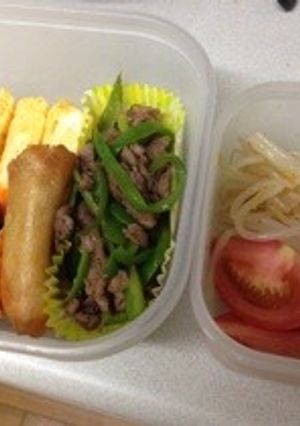ちょっと贅沢なお弁当♡牛肉ピーマン炒め-レシピのメイン写真