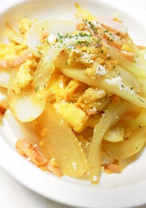 朝食に新玉葱と卵の炒め物☆コンソメバター-レシピのメイン写真
