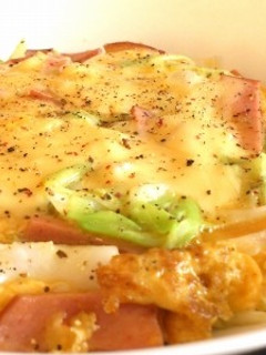 ハムとキャベツのオープンオムレツ-レシピのメイン写真