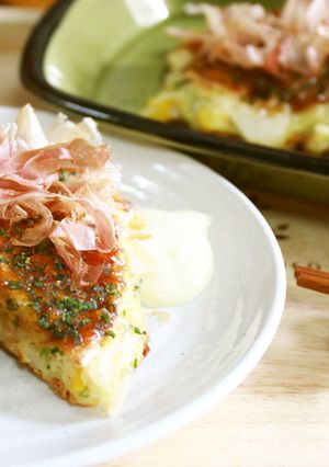 カリッ♪もちっ♥そうめん入りのお好み焼き-レシピのメイン写真