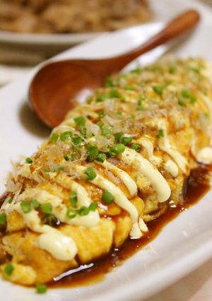 簡単節約一品＊お好み焼き風納豆オムレツ-レシピのメイン写真