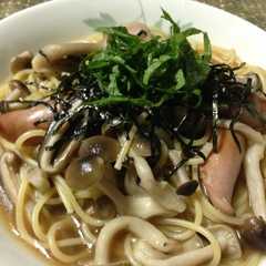 รูปของ 和風きのこスープパスタ～10分で簡単♪
