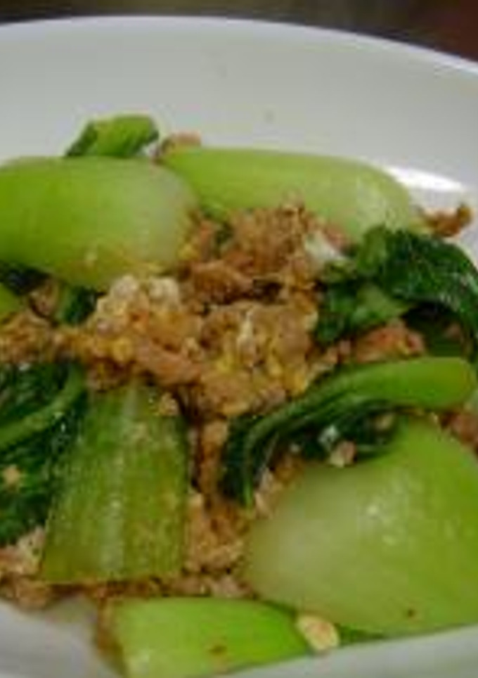 青梗菜・挽肉炒め-レシピのメイン写真