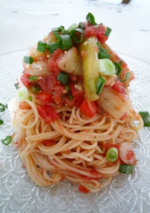 焼きナスとトマトの冷製パスタ-レシピのメイン写真