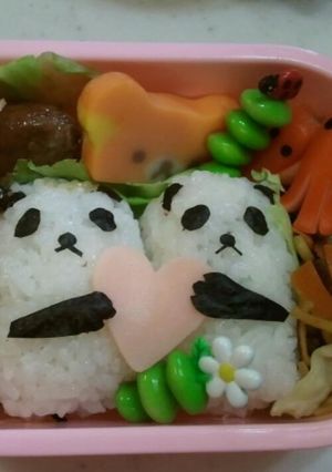 簡単 パンダのハートキャラ弁-レシピのメイン写真