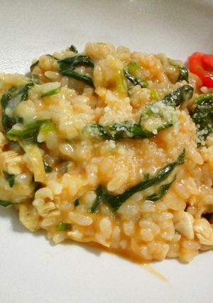 ほうれん草のトマトチーズリゾット-レシピのメイン写真