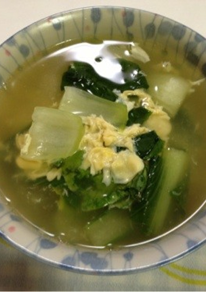 ごま油香る☆ちんげん菜と卵の中華スープ♪-レシピのメイン写真