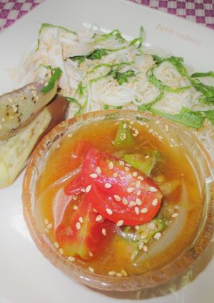 涼しげ夏野菜のつけ麺～そうめん～-レシピのメイン写真