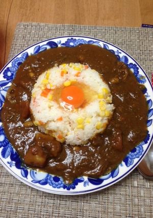 甘いコーンライスと残りカレープレート♡-レシピのメイン写真