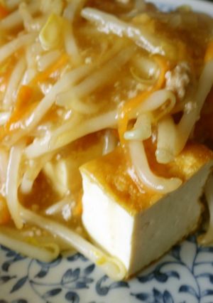 厚揚げとモヤシ・ひき肉の甘酸あんかけ-レシピのメイン写真