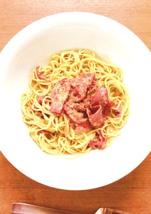 インスタントラーメンで作るカルボナーラ-レシピのメイン写真