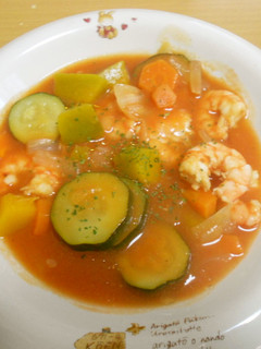 海老と夏野菜の食べるトマトスープ-レシピのメイン写真