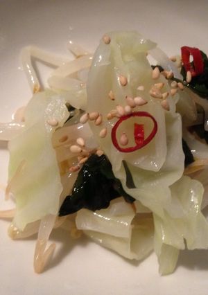 キャベツの芯ともやしとわかめの酢の物-レシピのメイン写真