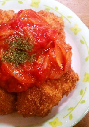 ひとくちチキンカツ♪トマトソース-レシピのメイン写真