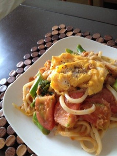 ゴロゴロトマトの洋風うどん-レシピのメイン写真