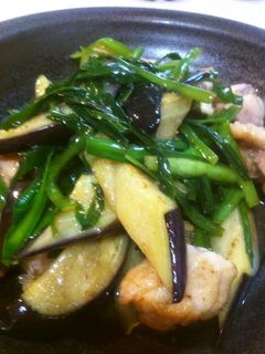 鳥モモ肉とナス*ニラのサッパリポン酢炒め-レシピのメイン写真