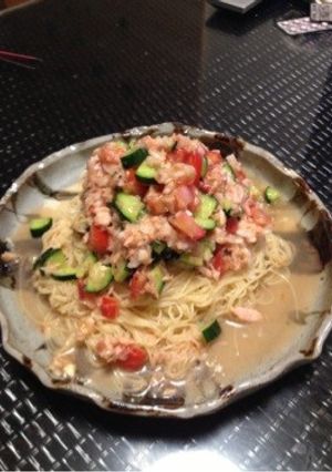 ツナと角切り野菜の冷製パスタ-レシピのメイン写真