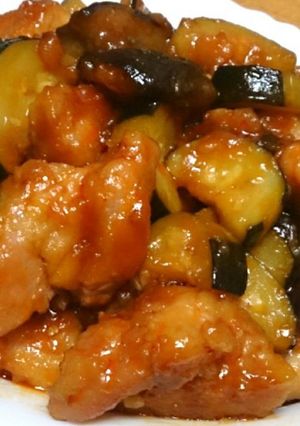 鶏肉とナスとズッキーニのケチャ炒め煮-レシピのメイン写真