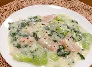 青梗菜とハムのとろとろミルク煮-レシピのメイン写真