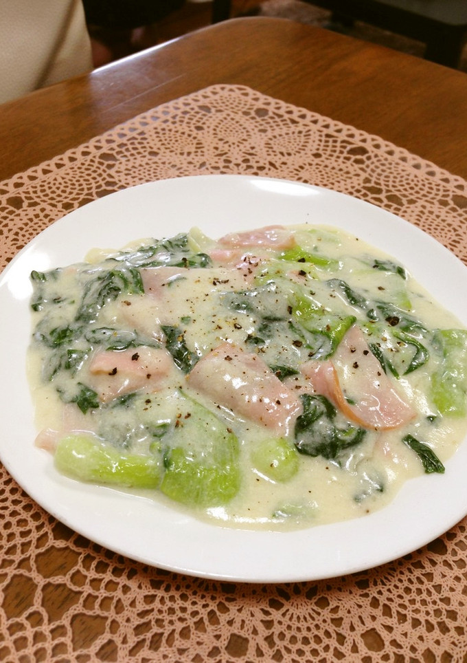青梗菜とハムのとろとろミルク煮-レシピのメイン写真