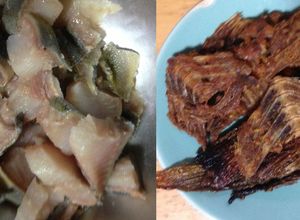シマホッケ干物のソテー用下拵えと骨焼き-レシピのメイン写真