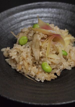 旬!香り冥加とピーラー牛蒡の炊き込みめし-レシピのメイン写真