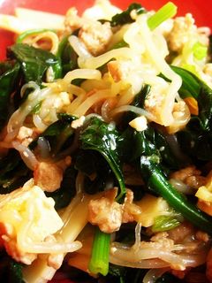 青菜と竹の子の鶏挽肉醤油麹炒め-レシピのメイン写真