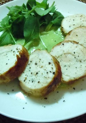 鶏肉ロール　バジルクリームソース☆-レシピのメイン写真